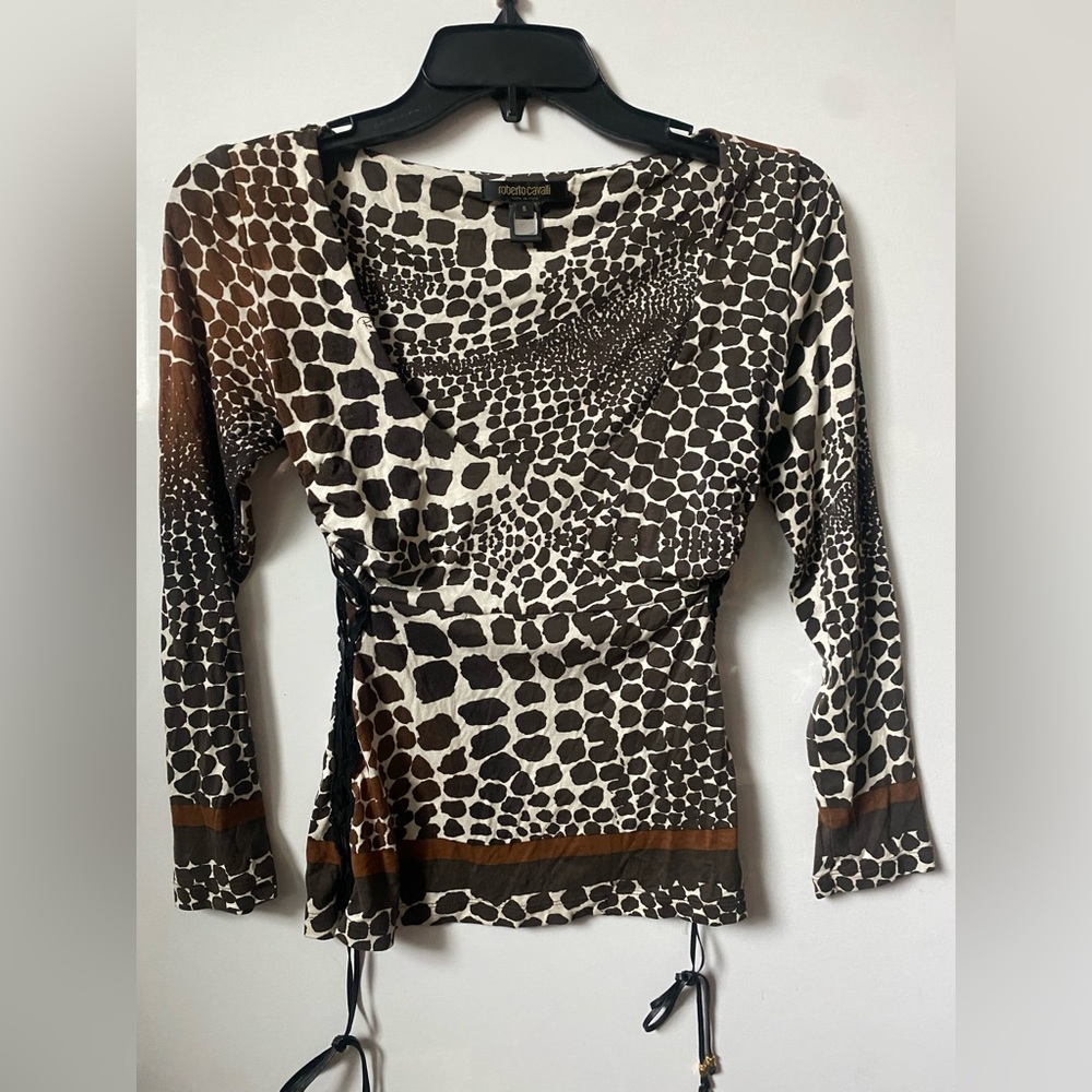 Roberto Cavalli Animal Print Python Stretch Top W… - image 1